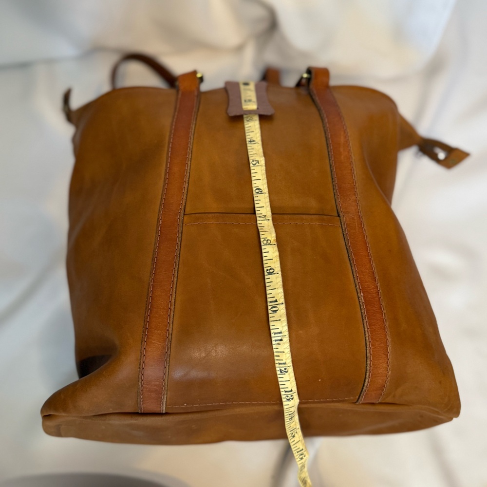 C&C California Large Tan Brown Leather Tote Bag - Picture 4 of 15